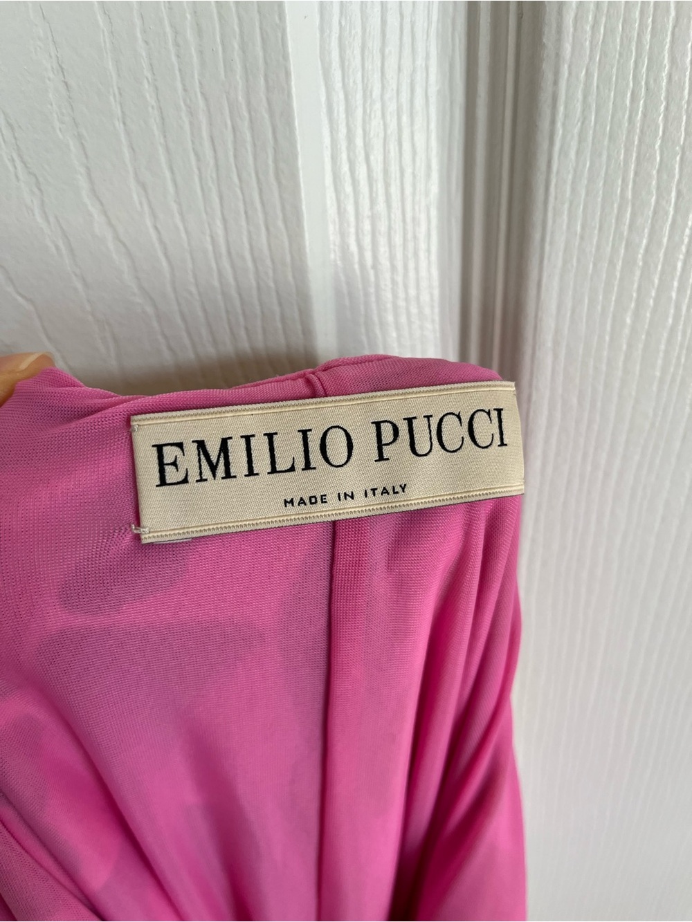 Vintage Emilio Pucci Pink Green White Long Sleeve Open Back Midi Dress 42 6 S - Picture 5 of 9